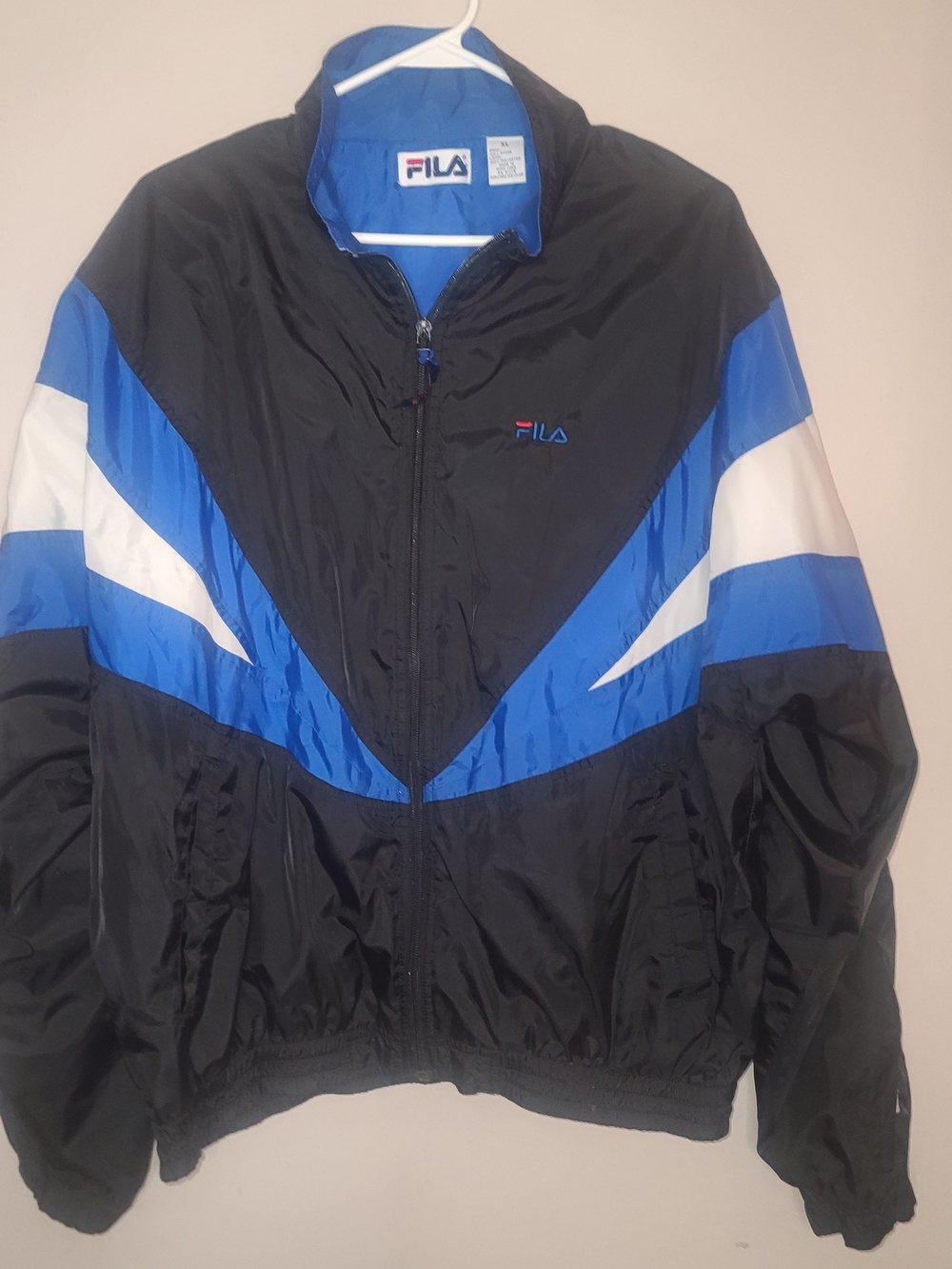 Vintage 90s Fila Mens XL Spell Out Color Block Lined Windbreaker Jacket Coat